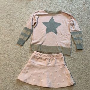 Star print sweater and skirt set